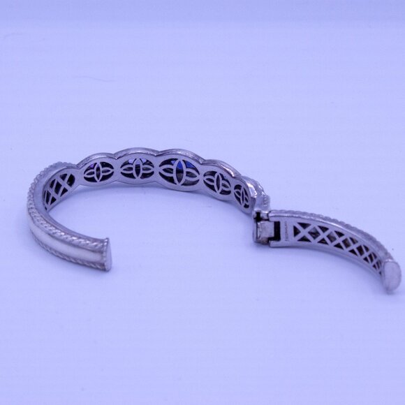 Vintage Sterling Silver Sapphire, Amethyst, CZ Cuff Bracelet - Picture 4 of 7